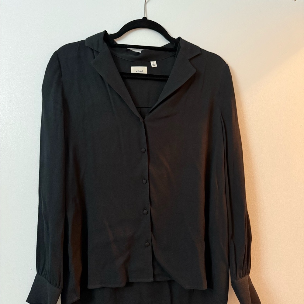 Aritzia Black Button-Down Blouse